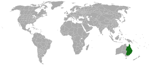 Acacia complanata: Acacia complanata range map created with a blank map from the Commons, info from ILDIS LegumeWeb and the GIMP.