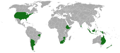 Knife acacia: Acacia cultriformis range map — showing both native and naturalised distribution . This species is native to New South Wales and Queensland in Australia, but is