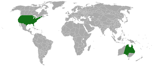 Acacia georginae: Acacia georginae range map showing both native and naturalised distribution . This species is native to Australia but has naturalised in some (not all) parts of