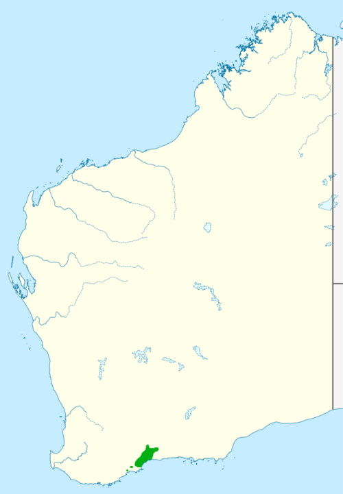 Banksia lemanniana: Range map of Banksia lemanniana