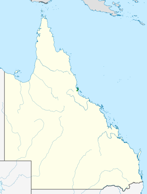 Banksia plagiocarpa: Map template derived from File:Australia_Queensland_location_map_blank.svg . Information adapted from Taylor, Anne; Hopper, Stephen (1988) The Banksia Atlas (Au