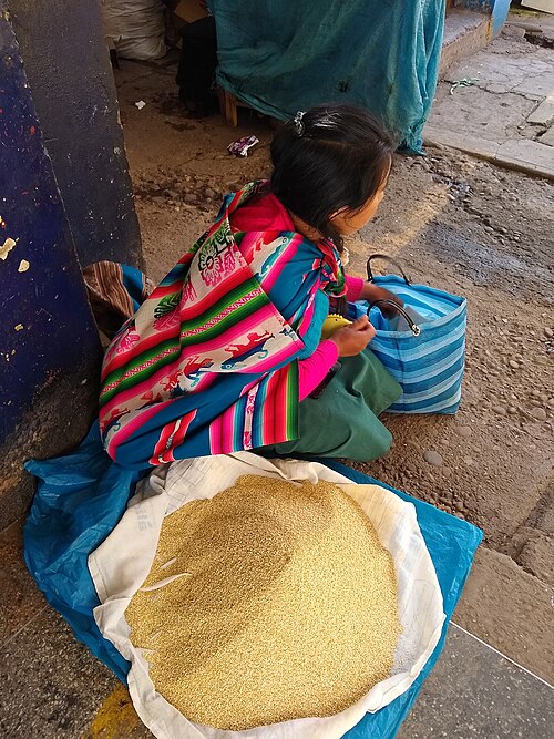 Quinoa: Calca Peru- Quinoa seller at mercado
