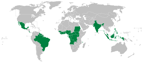 Liberian coffee: Distribution map of Coffea liberica
