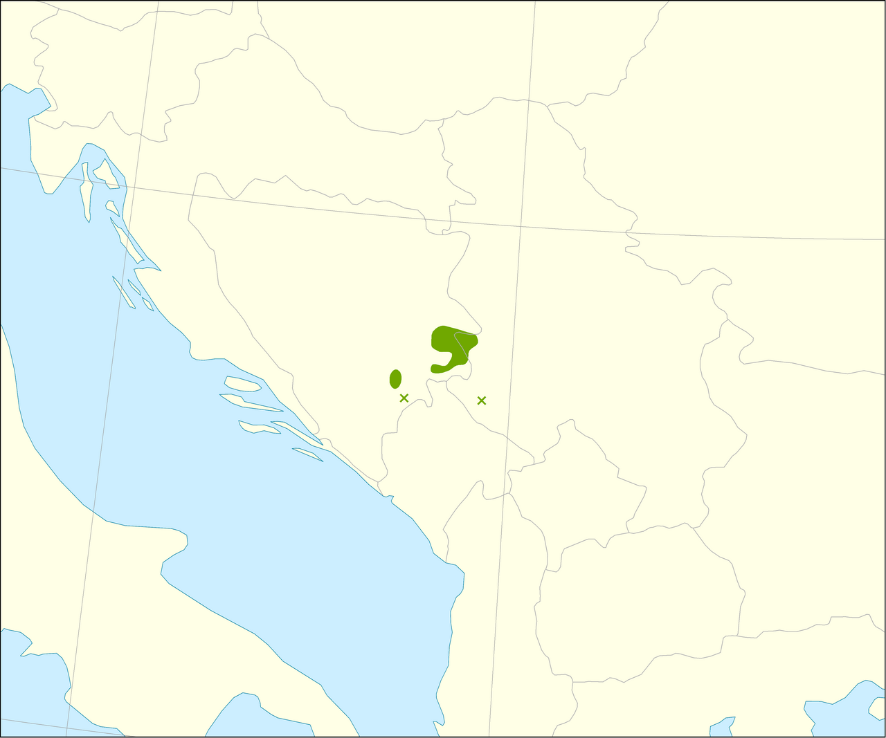 Serbian spruce: Natural range map of Picea omorika