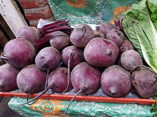 Radish: Radishes (Raphanus sativus) in a market, in San Andrés Cholula, Puebla, Mexico.